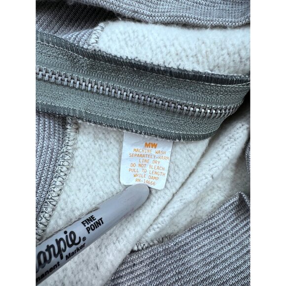 MW Gray Zip-Up Hoodie Sz. M Vintage 1980’s Metal Zipper ~minty~ Rocky Balboa - Picture 5 of 16